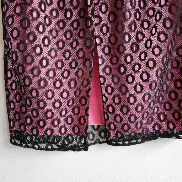 Milly of NY Pink Pencil Skirt with Black Openwork Lace - EUC - Sz 4 - Picture 9 of 16